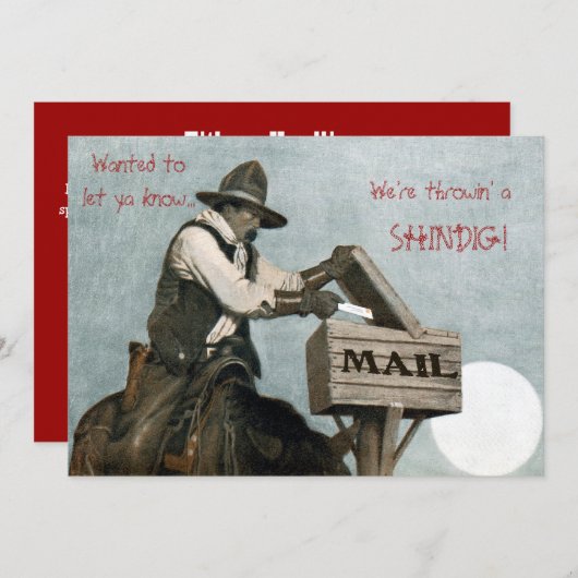 Uitnodigingen van westerne en cowboypartijen (Voorkant / Achterkant)