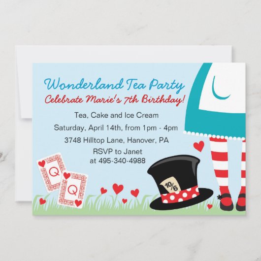 Uitnodigingen van Wonderland Tea Party (Voorkant)