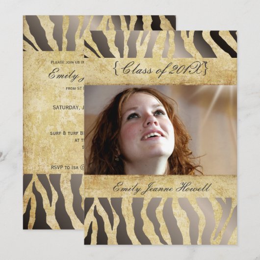 Uitnodigingen van  Zebra/Afstuderen (Voorkant / Achterkant)