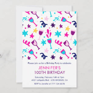 Uitnodigingen voor 100e verjaardag Cocktail Modern