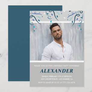 Uitnodigingen voor 25e verjaardag Mannen Confetti