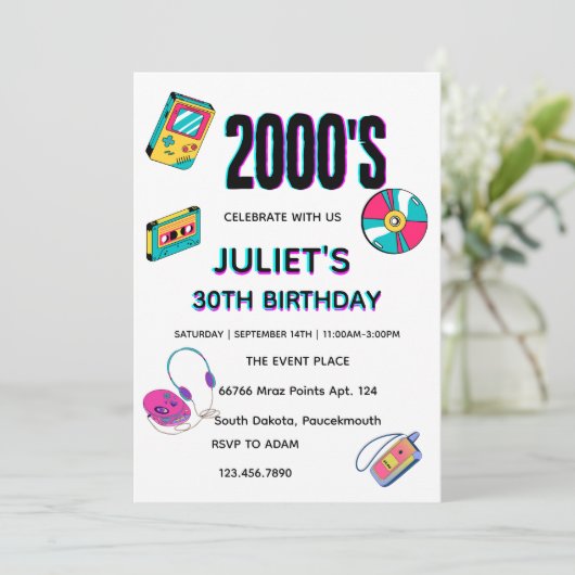 Uitnodigingen voor 30e verjaardagsfeest in de stij (Staand voorkant)