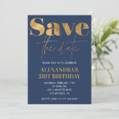 Uitnodigingen voor 31e verjaardag Gold Navy Save t (Staand voorkant)