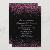 Uitnodigingen voor 33e verjaardag Glam Roze Glitte (Voorkant / Achterkant)