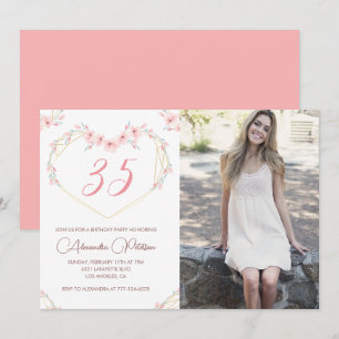 uitnodigingen voor 35e verjaardag Boho bloemenfoto