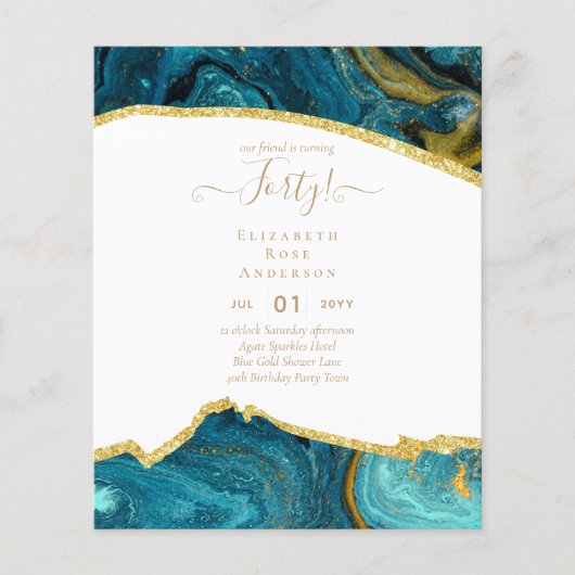 Uitnodigingen voor 40e verjaardag Glamour Meisjesa (Voorkant)