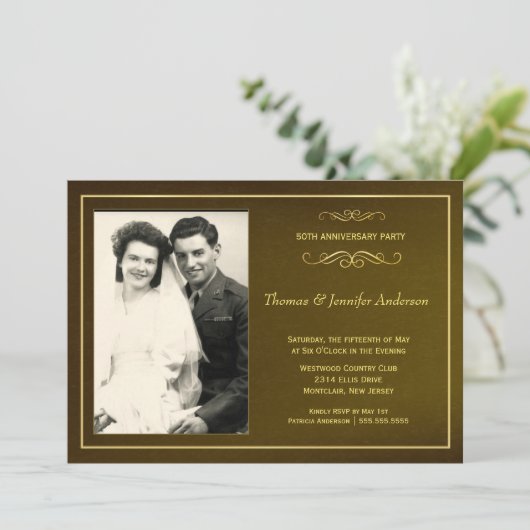 Uitnodigingen voor 50-jarig huwelijksjubileum met (Staand voorkant)
