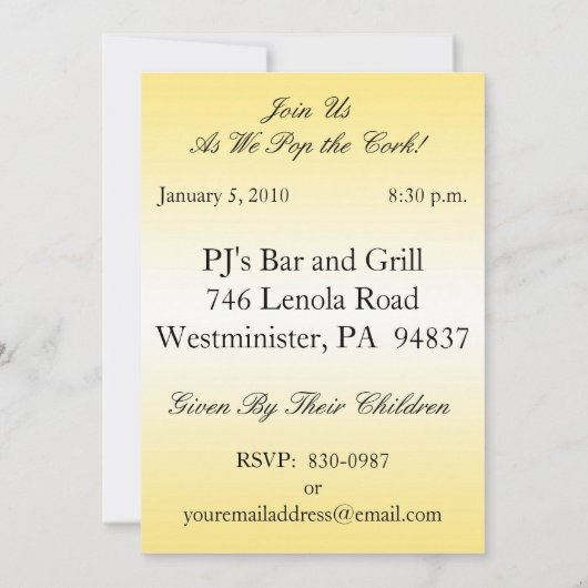 Uitnodigingen voor 50-jarig jubileumfeest (Achterkant)