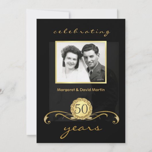 Uitnodigingen voor 50-jarig jubileumfeest met vint (Voorkant)