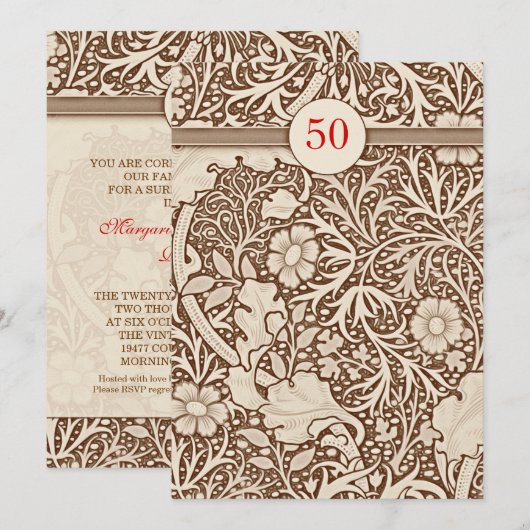 Uitnodigingen voor 50e trouwdag (Voorkant / Achterkant)