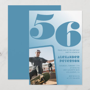 Uitnodigingen voor 56ste verjaardag met blauwe man