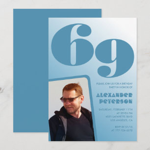 Uitnodigingen voor 69ste verjaardag met blauwe man