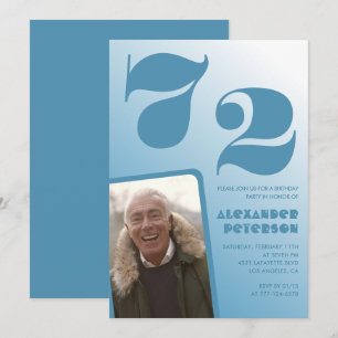 Uitnodigingen voor 72ste verjaardag met blauwe man