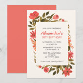 Uitnodigingen voor 90e verjaardag Bloem Boho Elega (Voorkant / Achterkant)