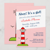 Uitnodigingen voor babydouches | vuurtoren (Voorkant / Achterkant)