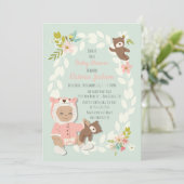 Uitnodigingen voor babyshower Woodland Beer (Staand voorkant)