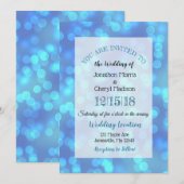 Uitnodigingen voor blauwe Bokeh Wedding (Voorkant / Achterkant)