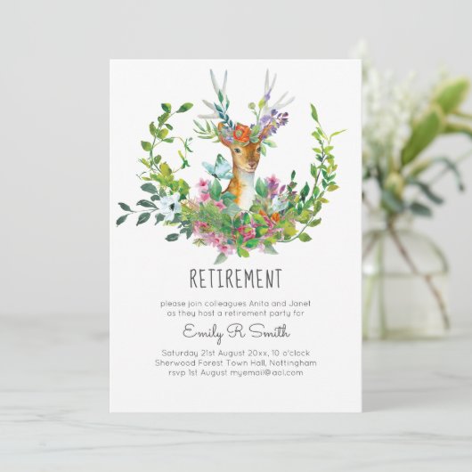 Uitnodigingen voor bosherten PENSIOEN vrouwenfeest (Staand voorkant)