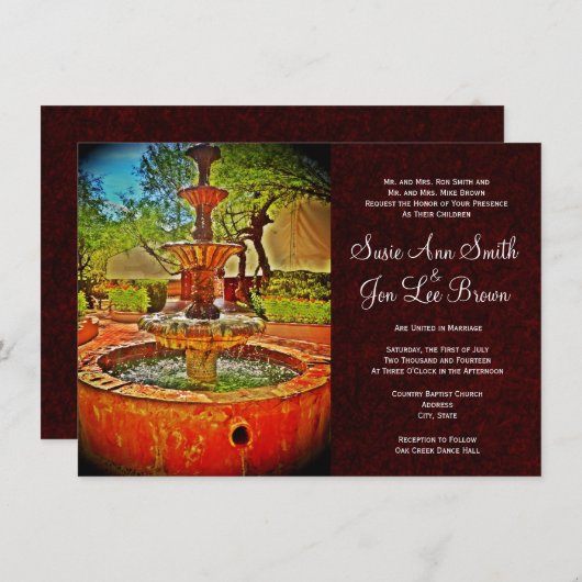 Uitnodigingen voor bruiloft in het zuidwesten van (Voorkant / Achterkant)