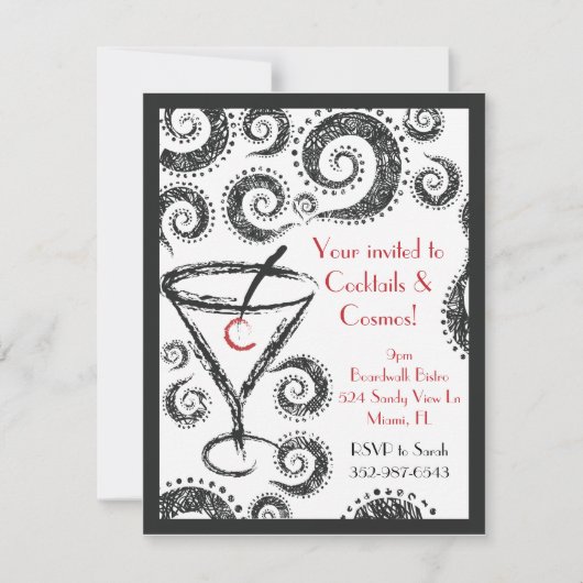 Uitnodigingen voor Cocktails en kosmos (Voorkant)