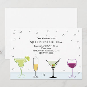 Uitnodigingen voor Cocktails Meisjes 21e Verjaarda