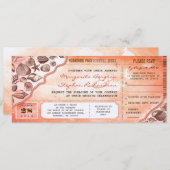 Uitnodigingen voor Coral Destination Wedding Ticke (Voorkant / Achterkant)