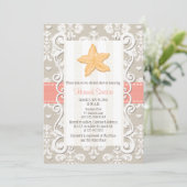 Uitnodigingen voor Coral Starfish Bridal Shower (Staand voorkant)