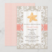Uitnodigingen voor Coral Starfish Bridal Shower (Voorkant / Achterkant)
