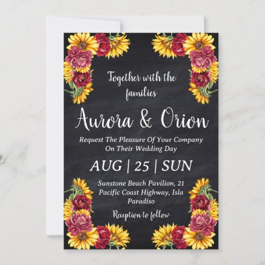 Uitnodigingen voor Country Sunflower en Bourgondis (Voorkant)