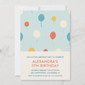 Uitnodigingen voor de 5e verjaardag Ballons Modern (Voorkant)