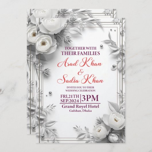 Uitnodigingen voor de bruiloft Kaart (Voorkant / Achterkant)