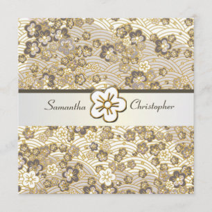 Uitnodigingen voor de bruiloft Tan Sakura Chirimen