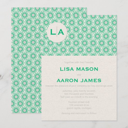 Uitnodigingen voor de bruiloft van Emerald Pattern (Voorkant / Achterkant)