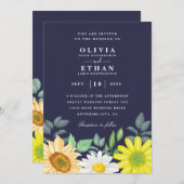 Uitnodigingen voor de bruiloft van koninklijk blau (Voorkant / Achterkant)