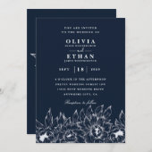 Uitnodigingen voor de bruiloft van Navy en zonnebl (Voorkant / Achterkant)