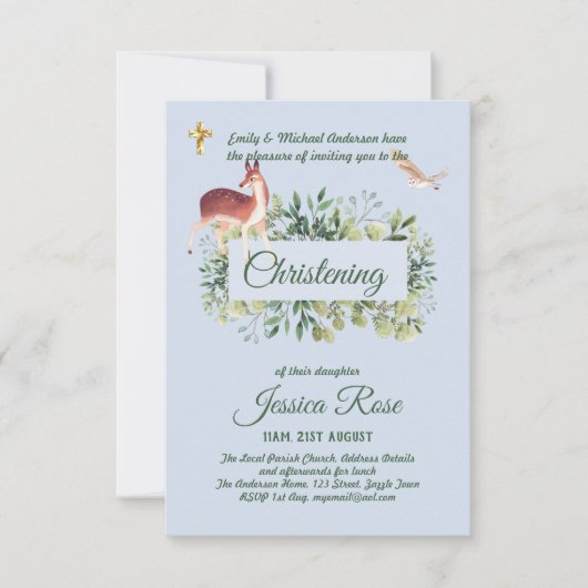 Uitnodigingen voor de doop van de Woodland Deer Bo (Voorkant)