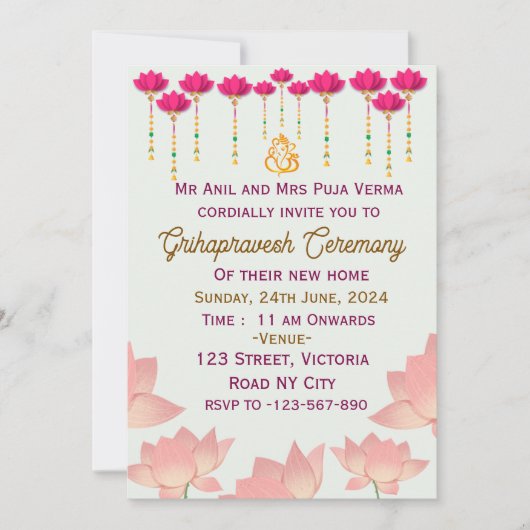 Uitnodigingen voor de Grihapravesh-ceremonie (Voorkant)