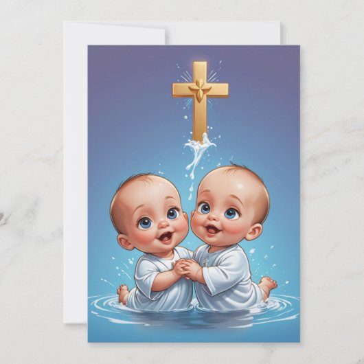 Uitnodigingen voor de moderne tweelingdoop (Voorkant)