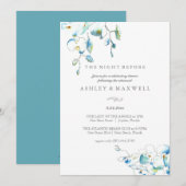 Uitnodigingen voor de repetitie Waterverf Blue Flo (Voorkant / Achterkant)