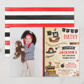 Uitnodigingen voor de verjaardagsdag van de Pirate (Voorkant / Achterkant)