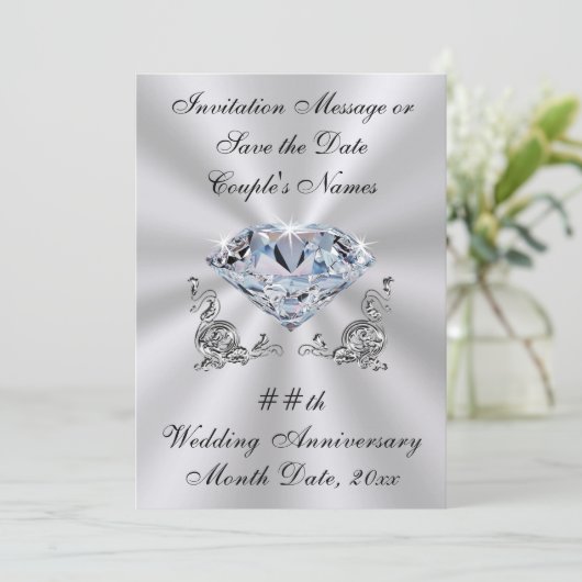 Uitnodigingen voor diamanten jubileum of Save the (Staand voorkant)