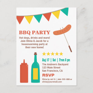 Uitnodigingen voor een BBQ Housewarmingfeest in de