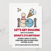 Uitnodigingen voor een cool bowlingfeest (Voorkant / Achterkant)