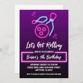 Uitnodigingen voor een cool bowlingfeest (Voorkant / Achterkant)