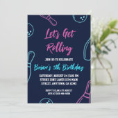 Uitnodigingen voor een cool bowlingfeest (Staand voorkant)