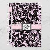 Uitnodigingen voor een donkerbruine en lichtroze b (Voorkant / Achterkant)