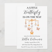 Uitnodigingen voor een kleine Butterfly Baby Showe (Voorkant / Achterkant)