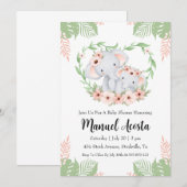 Uitnodigingen voor een moderne oerwoud olifant bab (Voorkant / Achterkant)