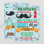 Uitnodigingen voor een snor verjaardagsfeestje (Voorkant / Achterkant)