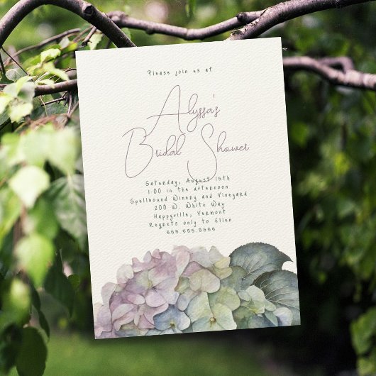 Uitnodigingen voor een vintage hortensia-bruidsdou
